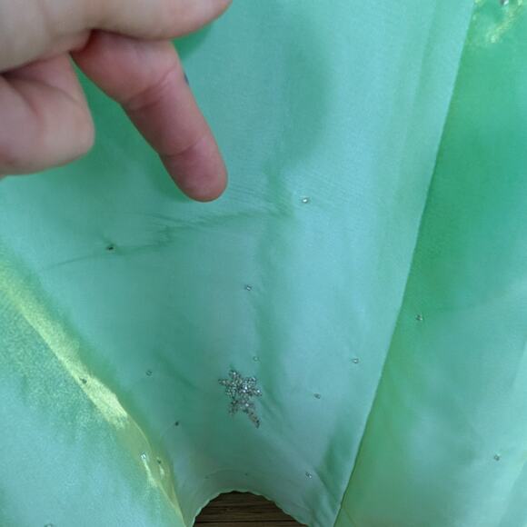 Vintage Cache Prom Dress Maxi Ball Gown XS Green Fairy Princess Y2K Corset Bead - Picture 15 of 15